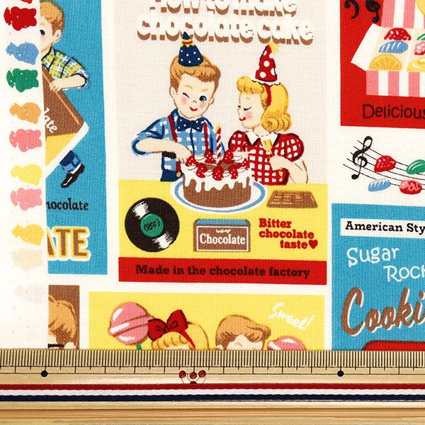 [Quantity starting from 5] Fabric 『Sheeting Sugar Rock Sweets Rock and Roll Pop LW2060-11C"