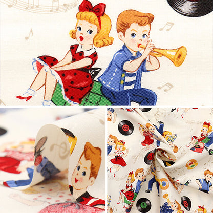[Quantity starting from 5] Fabric 『Sheeting Sugar Rock Love Rockabilly Ivory LW2060-12A"