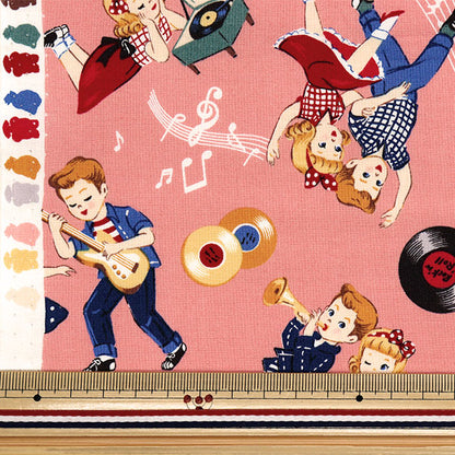 [Quantity starting from 5] Fabric 『Sheeting Sugar Rock Love Rockabilly Pink LW2060-12B"