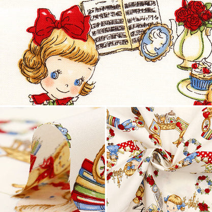 [Quantity starting from 5] Fabric 『Sheeting Margaret & Sophie Lovely Wreath Ivory MS7050-12A"