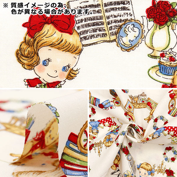 [Quantity starting from 5] Fabric 『Sheeting Margaret & Sophie Love Things Wreath Pink MS7050-12B"