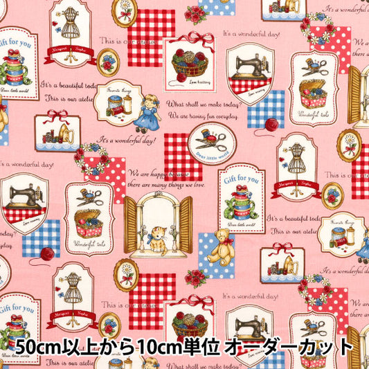 [Quantity starting from 5] Fabric 『Sheeting Margaret & Sophie Mytho's Sewing Goods Pink MS7050-13B"