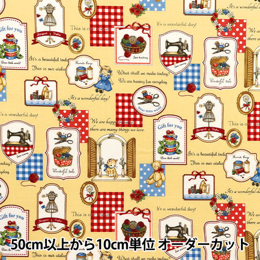 [Quantity starting from 5] Fabric 『Sheeting Margaret & Sophie Mytho's Sewing Goods Yellow MS7050-13C"