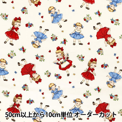[Quantity starting from 5] Fabric 『Sheeting Margaret & Sophie Runrun Sisters Ivory MS7050-14A"