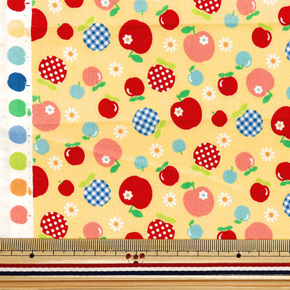 [Quantity starting from 5] Fabric 『Sheeting Margaret & Sophie Apple Pattern Yellow MS7050-15C"