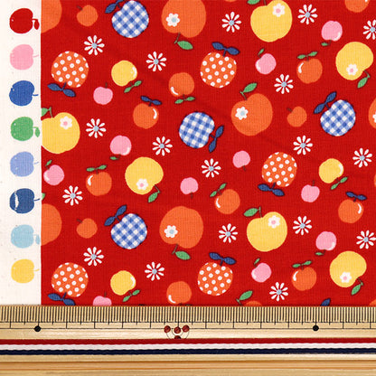 [Quantity starting from 5] Fabric 『Sheeting Margaret & Sophie Apple Pattern Red MS7050-15E"