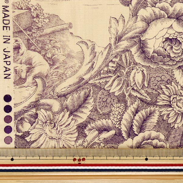 [Quantity starting from 5] Fabric "Sharting Classic Print Toilet Joui Style Kinari x Purple 819589-A" YUWA Ariwa Shoten