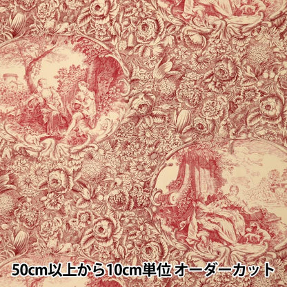 [Quantity starting from 5] Fabric "Sharting Classic Print Toilet Joui Style Kinari x Red 819589-C" YUWA Ariwa Shoten