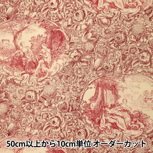 [Quantity starting from 5] Fabric "Sharting Classic Print Toilet Joui Style Kinari x Red 819589-C" YUWA Ariwa Shoten