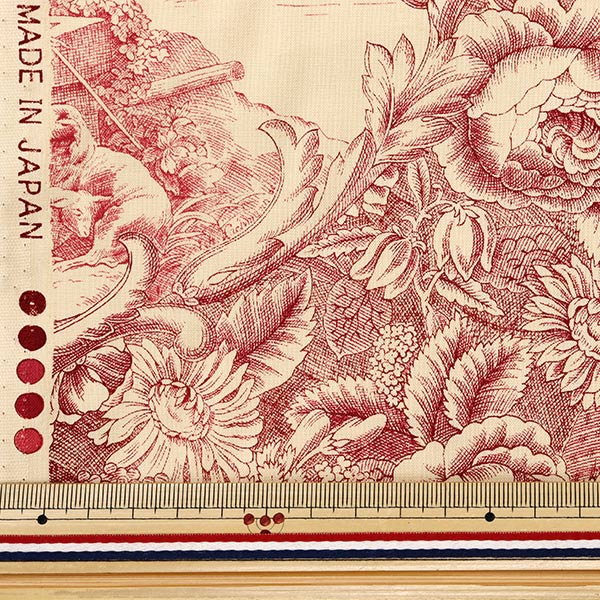 [Quantity starting from 5] Fabric "Sharting Classic Print Toilet Joui Style Kinari x Red 819589-C" YUWA Ariwa Shoten