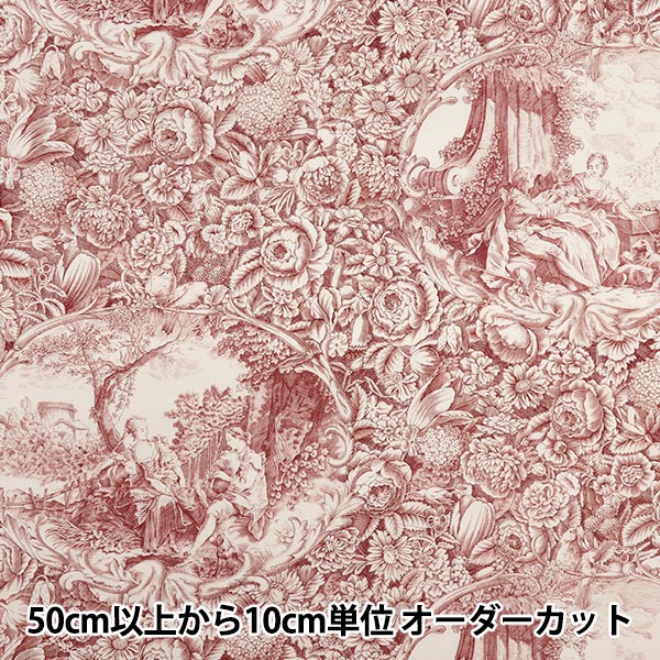 [Quantity starting from 5] Fabric "Sharting Classic Print Toilet Joui Style White x Red 819589-R" YUWA Ariwa Shoten