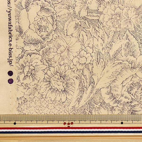 [Quantity starting from 5] Fabric "Sharting Classic Print Toilet Joui Floral Pattern Kinari x Purple 829003-M" YUWA Ariwa Shoten