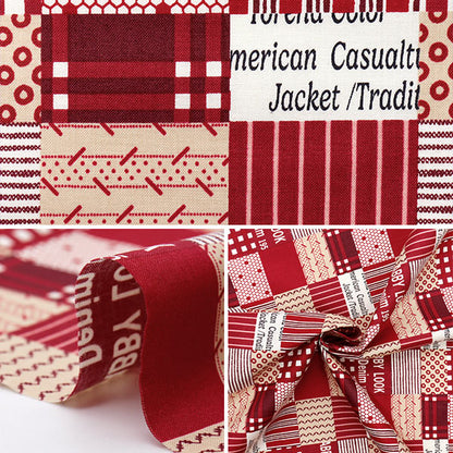 [Quantity starting from 5] Fabric "Koseki Suzuko Sharting Bikabikachint Processing Square patch Red SZ829911-A" YUWA Ariwa Shoten