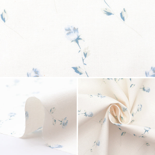 [Quantity starting from 5] Fabric "Sharting Single Rose White x Blue 824929-C" YUWA Ariwa Shoten