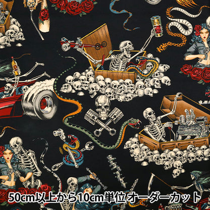 [Quantity starting from 5] Fabric "USA cotton Sheeting ALEXANDER HENRY denim&demons 9045-AR"