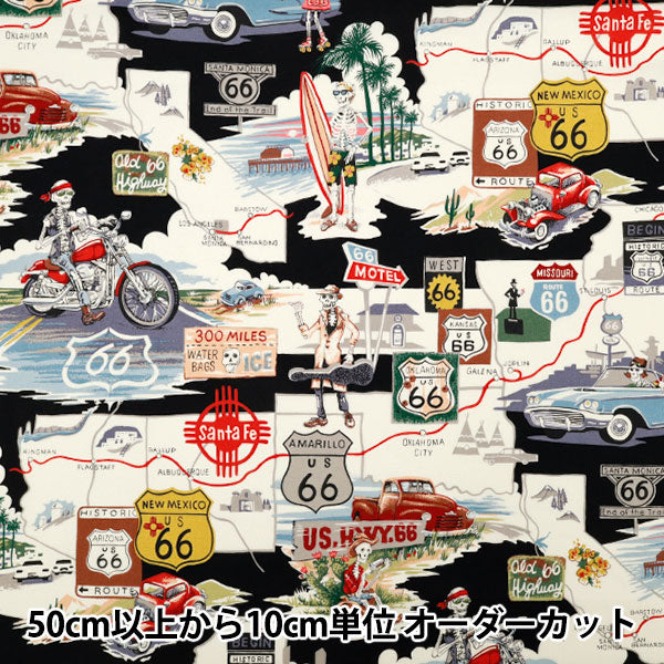 [Quantity starting from 5] Fabric "USA cotton Sheeting ALEXANDER HENRY memories of route 66 9056-BR"