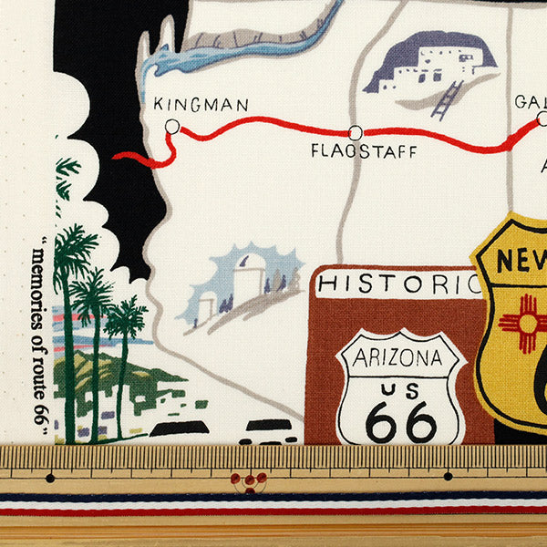 [Quantity starting from 5] Fabric "USA cotton Sheeting ALEXANDER HENRY memories of route 66 9056-BR"