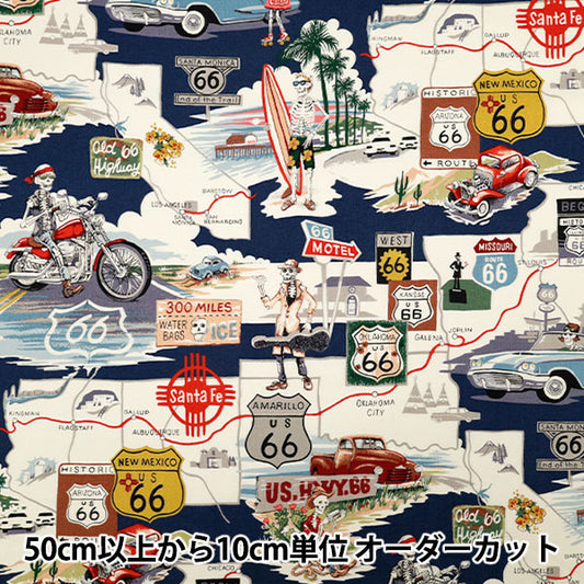 [Quantity starting from 5] Fabric "USA cotton Sheeting ALEXANDER HENRY memories of route 66 9056-D"