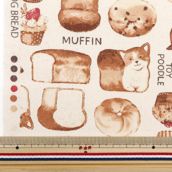 [Quantity starting from 5] Fabric 『Oxford NOVA dog bread pattern natural NOX-DOBR-NA" KOKKA