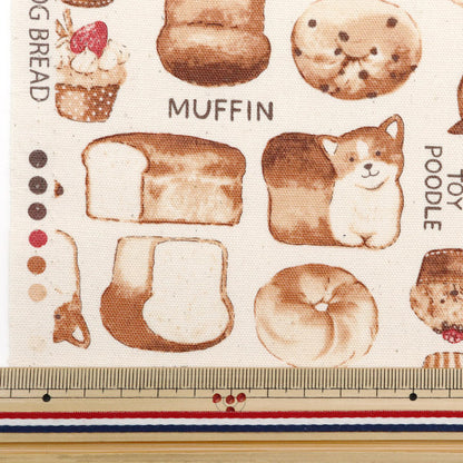 [Quantity starting from 5] Fabric 『Oxford NOVA dog bread pattern natural NOX-DOBR-NA" KOKKA