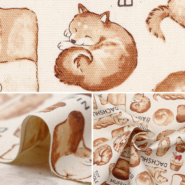 [Quantity starting from 5] Fabric 『Oxford NOVA dog bread pattern natural NOX-DOBR-NA" KOKKA