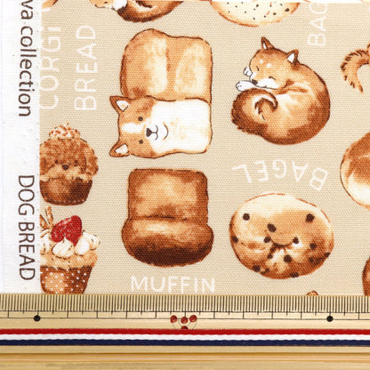 [Quantity starting from 5] Fabric 『Oxford NOVA dog bread pattern beige NOX-DOBR-BE" KOKKA
