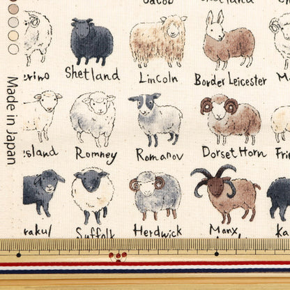 [From quantity 5] Fabric "Nova Sheeting Sheep picture natural NSE-She-NA" KOKKA 【Yuzawayaoriginal】