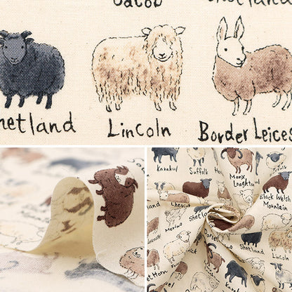 [From quantity 5] Fabric "Nova Sheeting Sheep picture natural NSE-She-NA" KOKKA 【Yuzawayaoriginal】