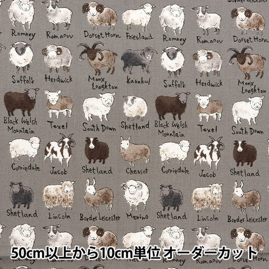 [From quantity 5] Fabric "Nova Sheeting Sheep picture gray NSE-SHE-GY" KOKKA 【Yuzawayaoriginal】