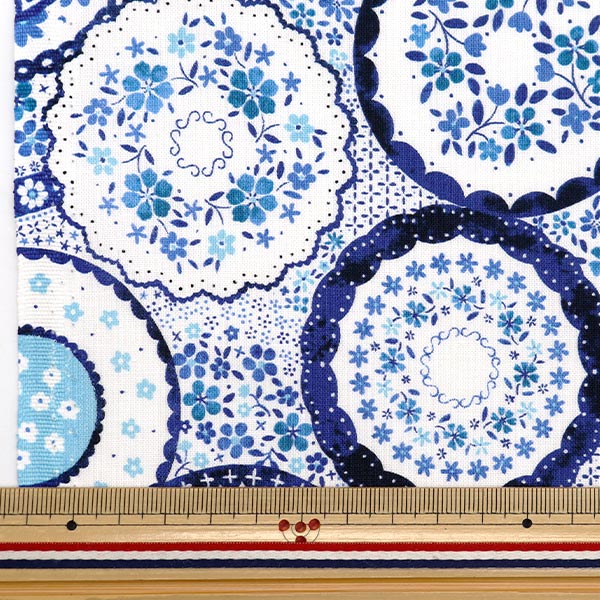 [From quantity 5] Fabric "Nova Sheeting Polish Potary Blue NOX-POPO-BL" KOKKA 【Yuzawayaoriginal】