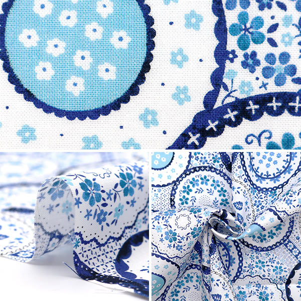 [From quantity 5] Fabric "Nova Sheeting Polish Potary Blue NOX-POPO-BL" KOKKA 【Yuzawayaoriginal】