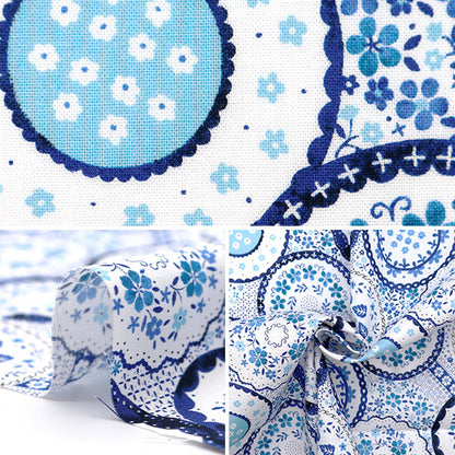 [From quantity 5] Fabric "Nova Sheeting Polish Potary Blue NOX-POPO-BL" KOKKA 【Yuzawayaoriginal】