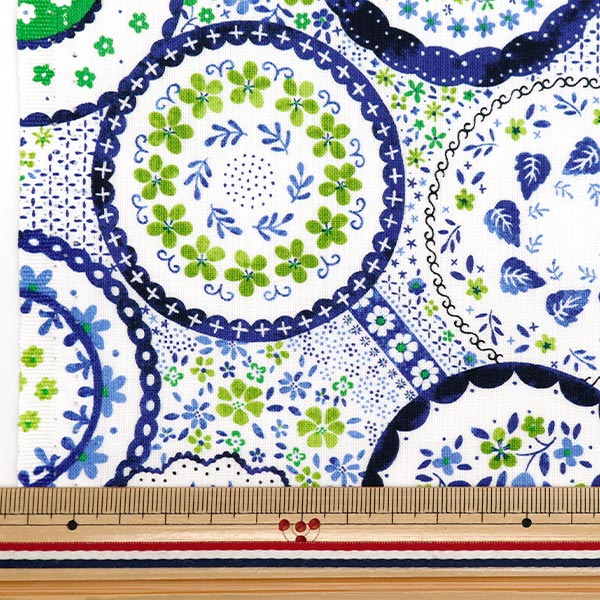 [From quantity 5] Fabric "Nova Sheeting Polish Potary Green NOX-POPO-GR" KOKKA 【Yuzawayaoriginal】