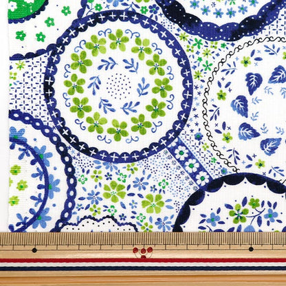 [From quantity 5] Fabric "Nova Sheeting Polish Potary Green NOX-POPO-GR" KOKKA 【Yuzawayaoriginal】