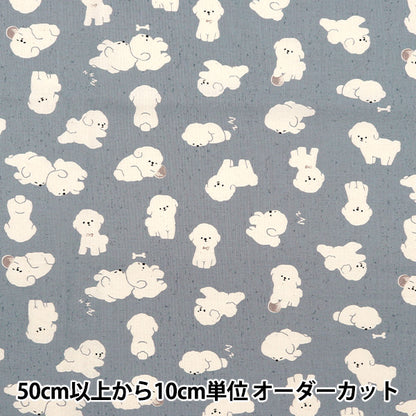 [From quantity 5] Fabric "Nova Sheeting Bichon Frize Blue Gray NSE-BIC-BLGY" KOKKA 【Yuzawayaoriginal】