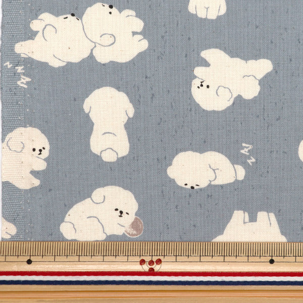 [From quantity 5] Fabric "Nova Sheeting Bichon Frize Blue Gray NSE-BIC-BLGY" KOKKA 【Yuzawayaoriginal】