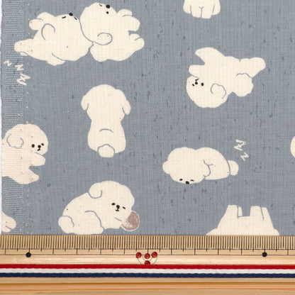 [From quantity 5] Fabric "Nova Sheeting Bichon Frize Blue Gray NSE-BIC-BLGY" KOKKA 【Yuzawayaoriginal】
