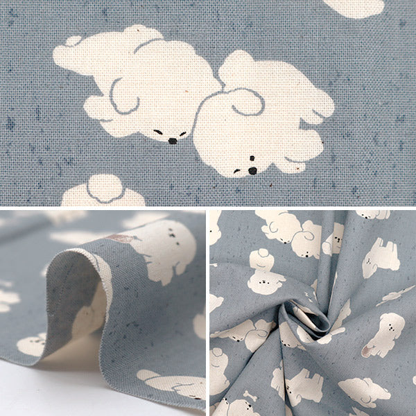 [From quantity 5] Fabric "Nova Sheeting Bichon Frize Blue Gray NSE-BIC-BLGY" KOKKA 【Yuzawayaoriginal】
