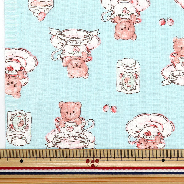 [From quantity 5] Fabric "Nova Sheeting Tea Cup Bear Saxophone NSE-TEBE-SA" KOKKA 【Yuzawayaoriginal】