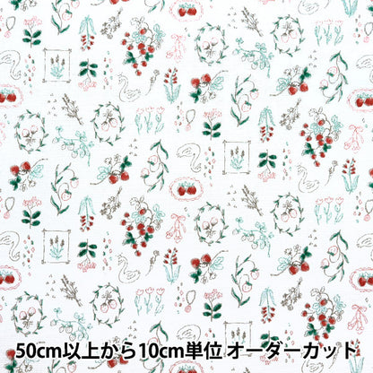 [From quantity 5] Fabric "Nova Oxford Jewelry Box Ichigo White NOX-JSTR-WH" KOKKA 【Yuzawayaoriginal】