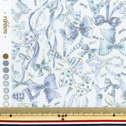 [From quantity 5] Fabric "Nova Oxford Jewelry box Ribbon Blue NOX-JRIB-BL" KOKKA 【Yuzawayaoriginal】