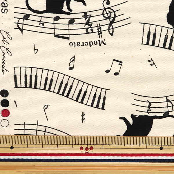 [Quantity starting from 5] Fabric 『Oxford Colorful Canvas Cat Concerto Natural COCAN-CAP-NA" KOKKA