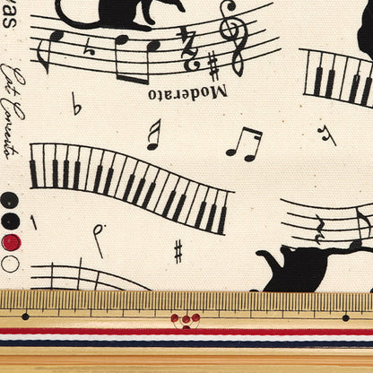 [Quantity starting from 5] Fabric 『Oxford Colorful Canvas Cat Concerto Natural COCAN-CAP-NA" KOKKA