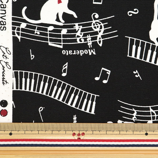 [Quantity starting from 5] Fabric 『Oxford Colorful Canvas Cat Concerto Black COCAN-CAP-BK" KOKKA