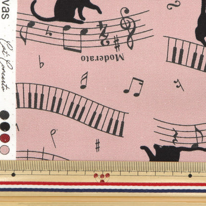 [Quantity starting from 5] Fabric 『Oxford Colorful Canvas Cat Concerto Pink COCAN-CAP-PI" KOKKA