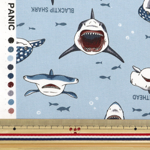 [Quantity starting from 5] Fabric 『Oxford Colorful canvas Shark Shark Dull Blue COCAN-SHA-KBL" KOKKA