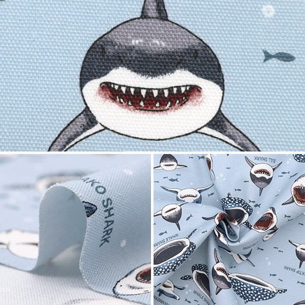 [Quantity starting from 5] Fabric 『Oxford Colorful canvas Shark Shark Dull Blue COCAN-SHA-KBL" KOKKA