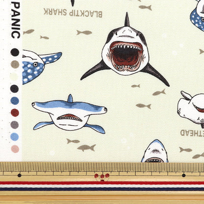 [Quantity starting from 5] Fabric 『Oxford Colorful canvas shark shark natural COCAN-SHA-NA" KOKKA