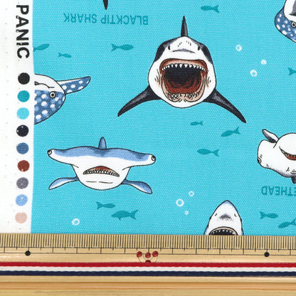 [Quantity starting from 5] Fabric 『Oxford Colorful canvas shark shark saxophone COCAN-SHA-SA" KOKKA
