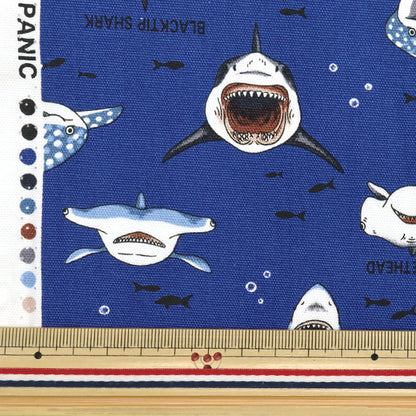 [Quantity starting from 5] Fabric 『Oxford Colorful canvas shark shark navy COCAN-SHA-NV" KOKKA